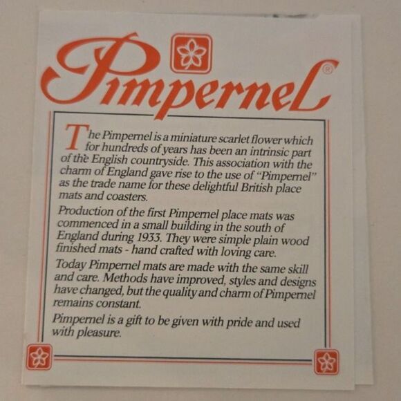 Vintage Pimpernel Placemats and Coasters Set of 6 each Mint Condition - Picture 6 of 10